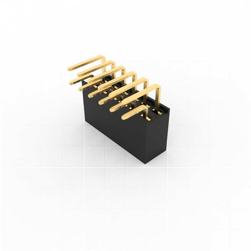 2.54mm Pitch Socket Connector (Female), Double row, 90 degree right angle throug