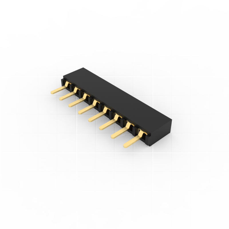 2.54mm Pitch Socket Connector (Female), Singlerow, 180 degree, through hole moun