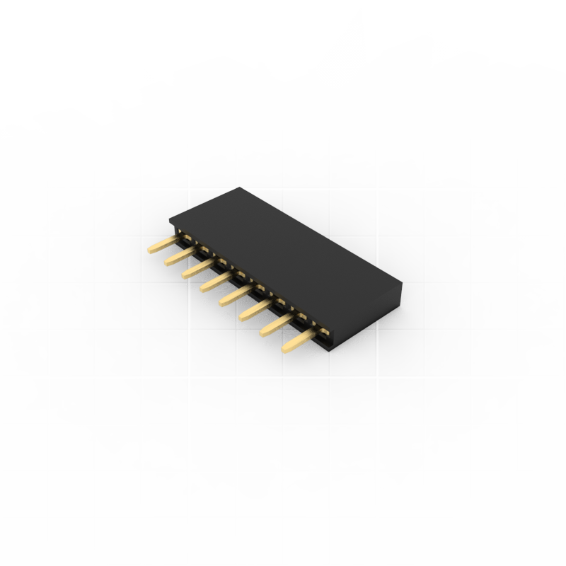 2.54mm Pitch Socket Connector (Female), Singlerow, 180 degree, through hole moun
