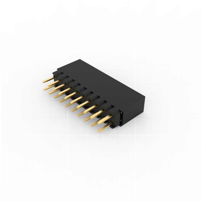 2.54mm Pitch Socket Connector (Female), Stacked Double Row, 180 Degree, through 