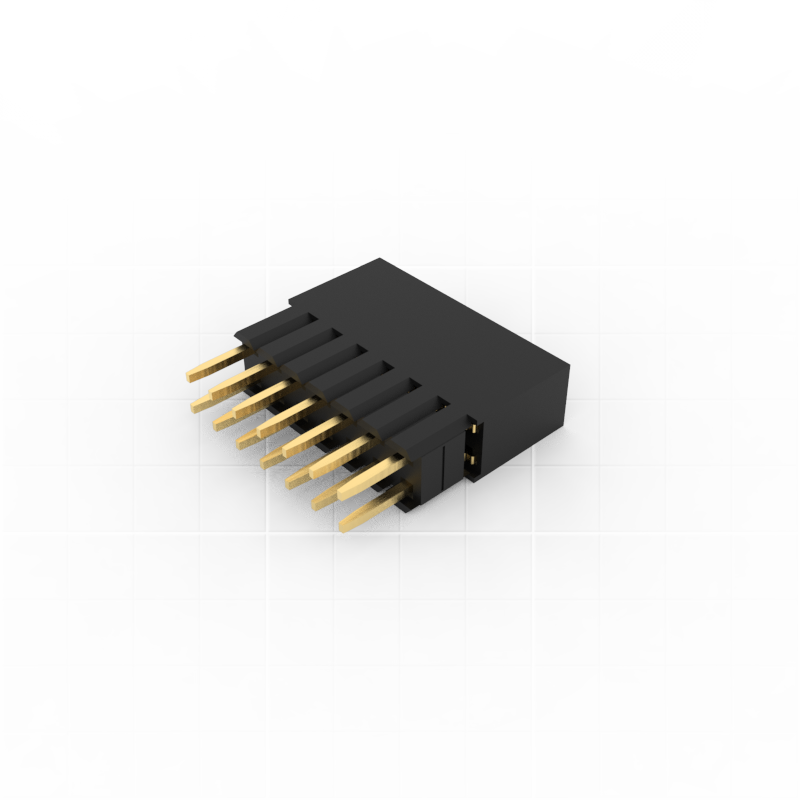 2.54mm Pitch Socket Connector (Female), Stacked Double Row, 180 Degree, through 