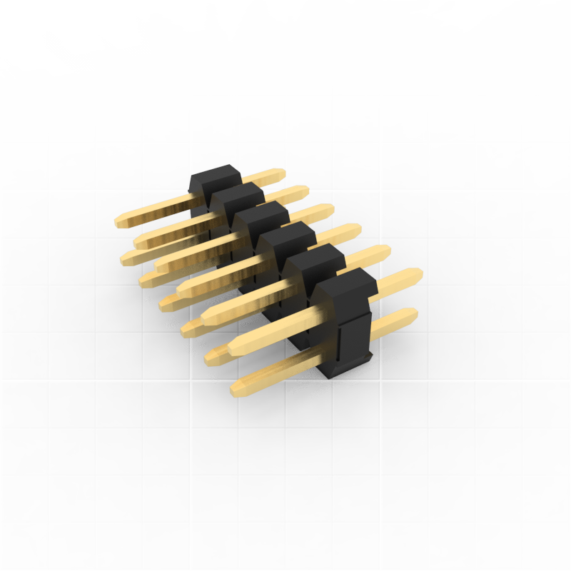 2.54mm pitch pin header, double of pin headers and plastic parts,180 degree DIP（