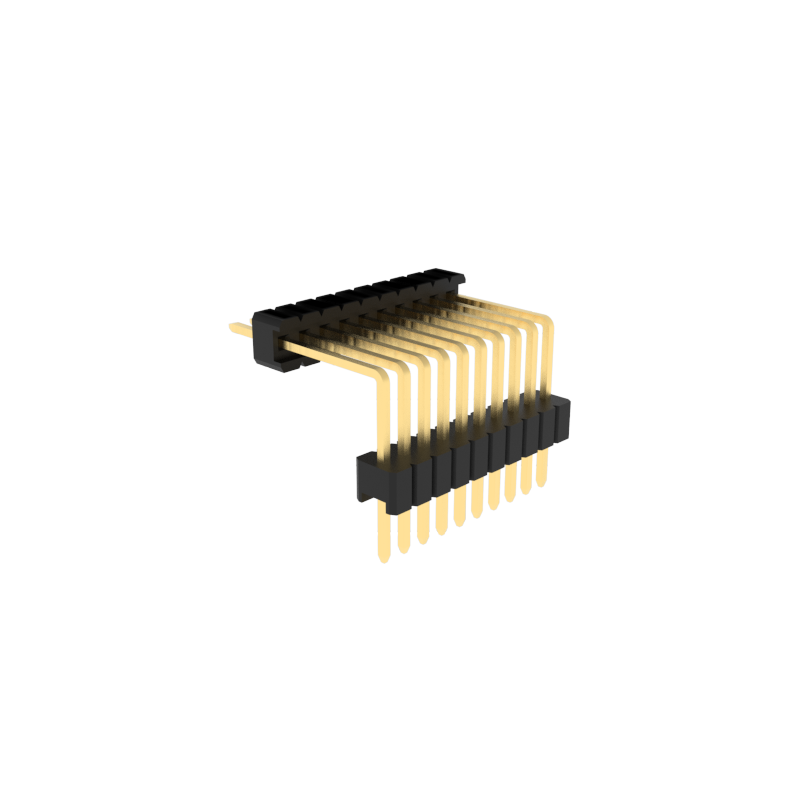1.27mm pitch pins, single row of pin and double row of plastic parts, 90 degree