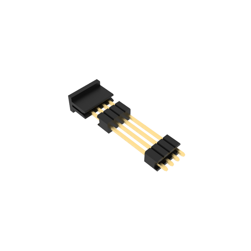1.27mm间距排针，单排双塑180度直插安装焊接工艺