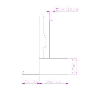 2.54mm pitch, Single Row, 90 degree, right-angle (Dip)
